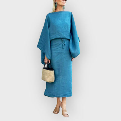 Crimson Linen Breeze Kimono Dress
