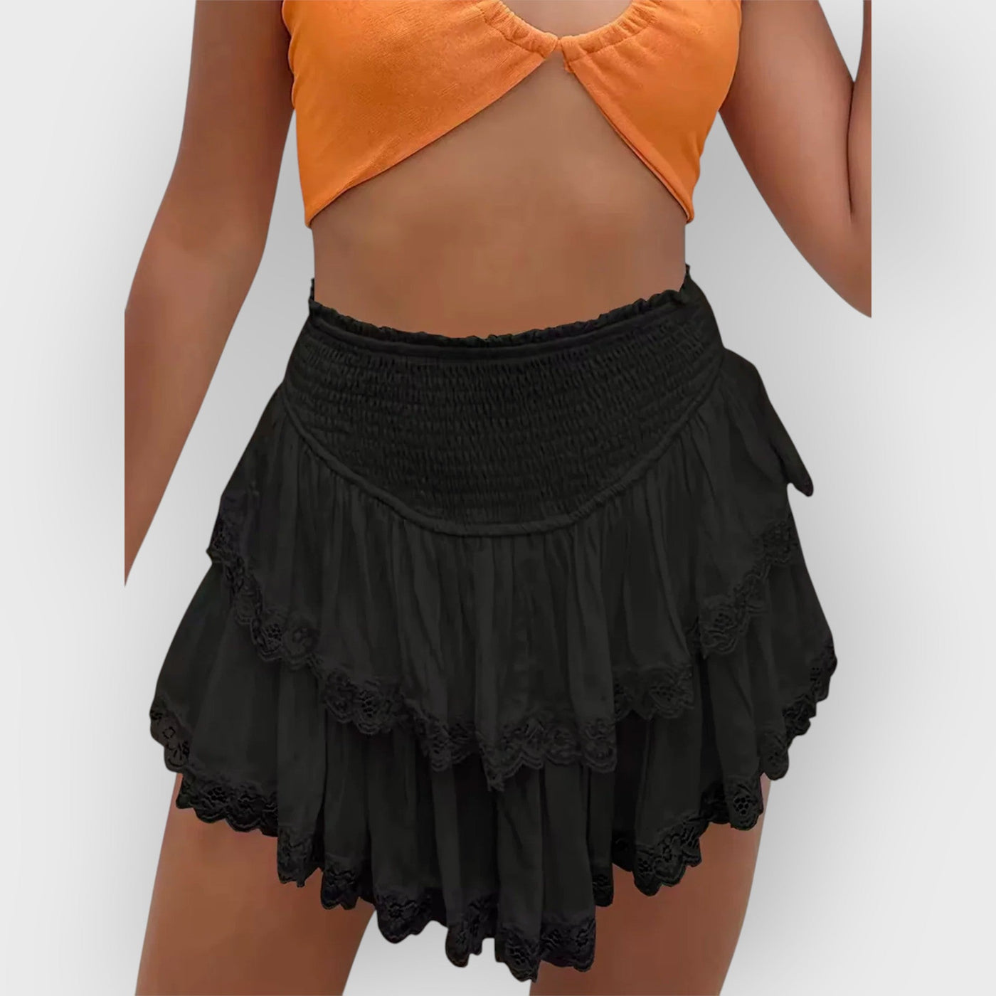 Oversized Knit Batwing Sweater & Ruffled Mini Skirt Set