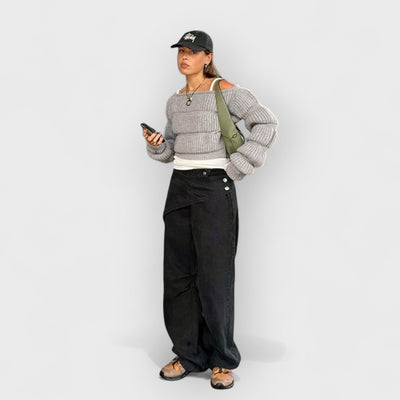Street Style Lantern Sleeve Crop Sweater