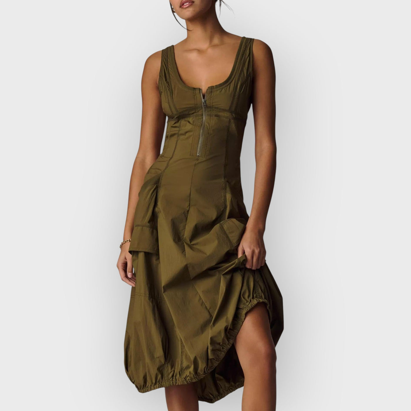 Daily Practice Fastpack Bubble-Hem Midi Dress