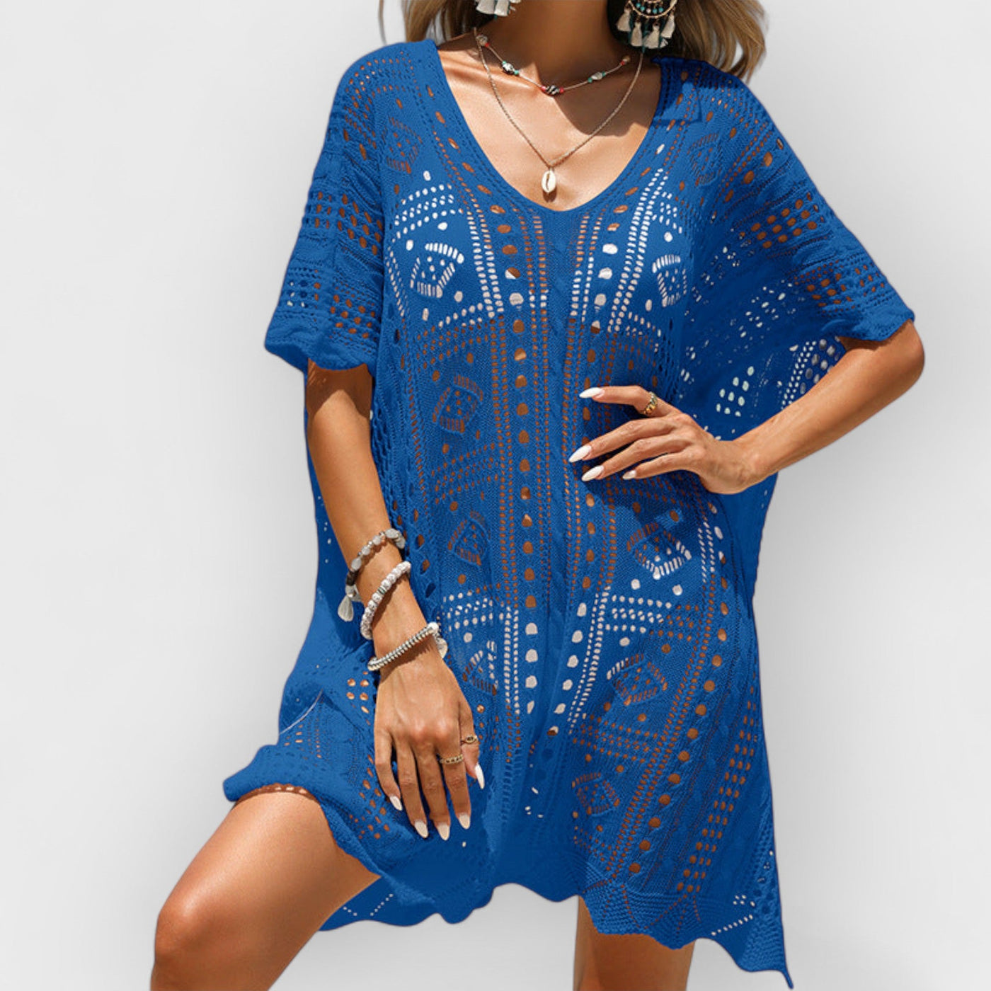 Sexy Cutout Texture Sun Protection Beach Cover-Up