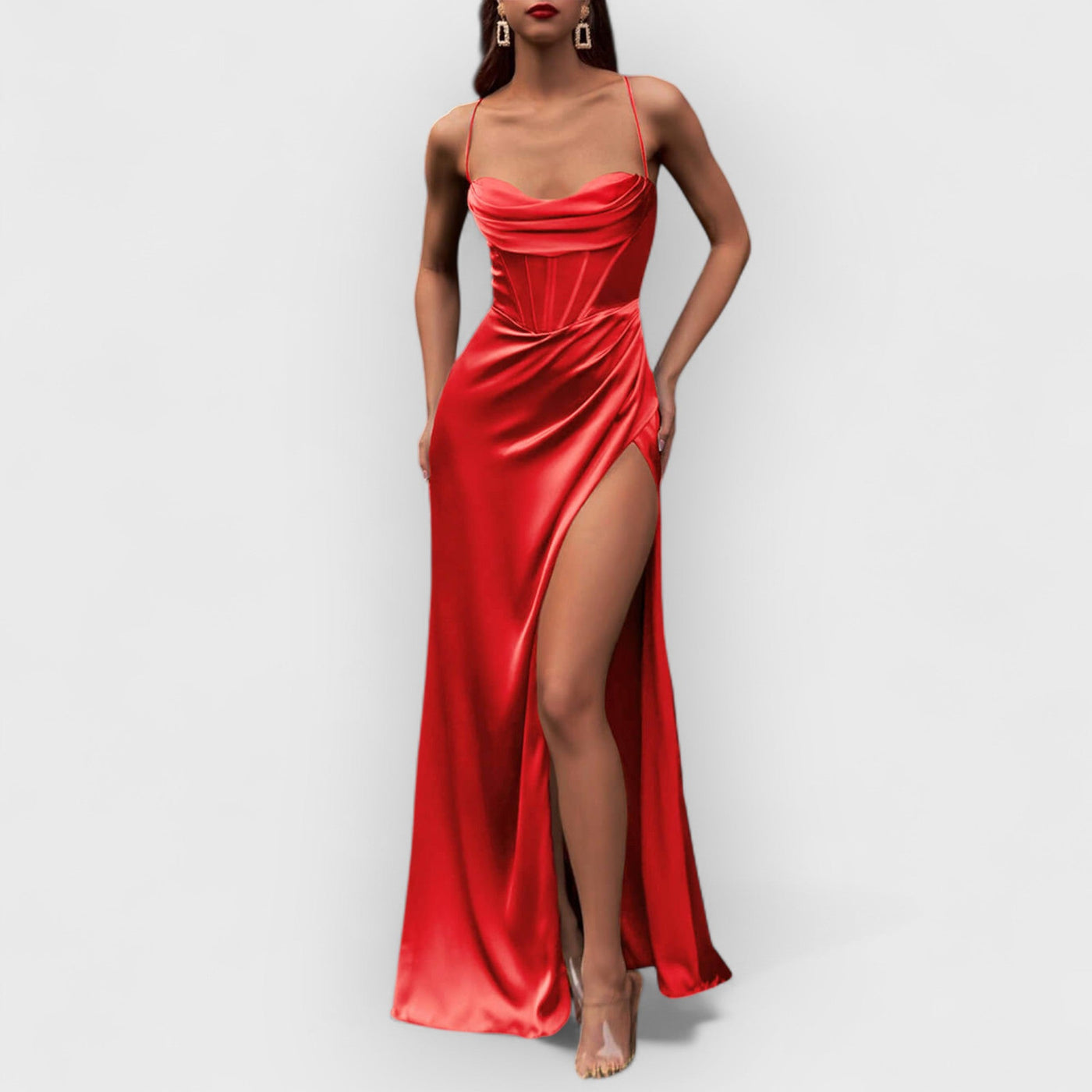 Fitted Satin Maxi Dress