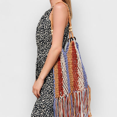 Fringe Net Rope Woven Shoulder Bag