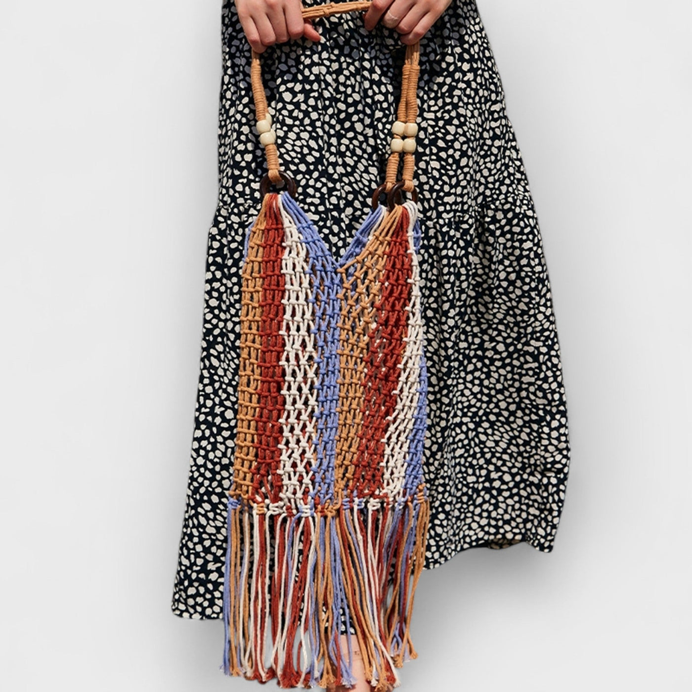 Fringe Net Rope Woven Shoulder Bag