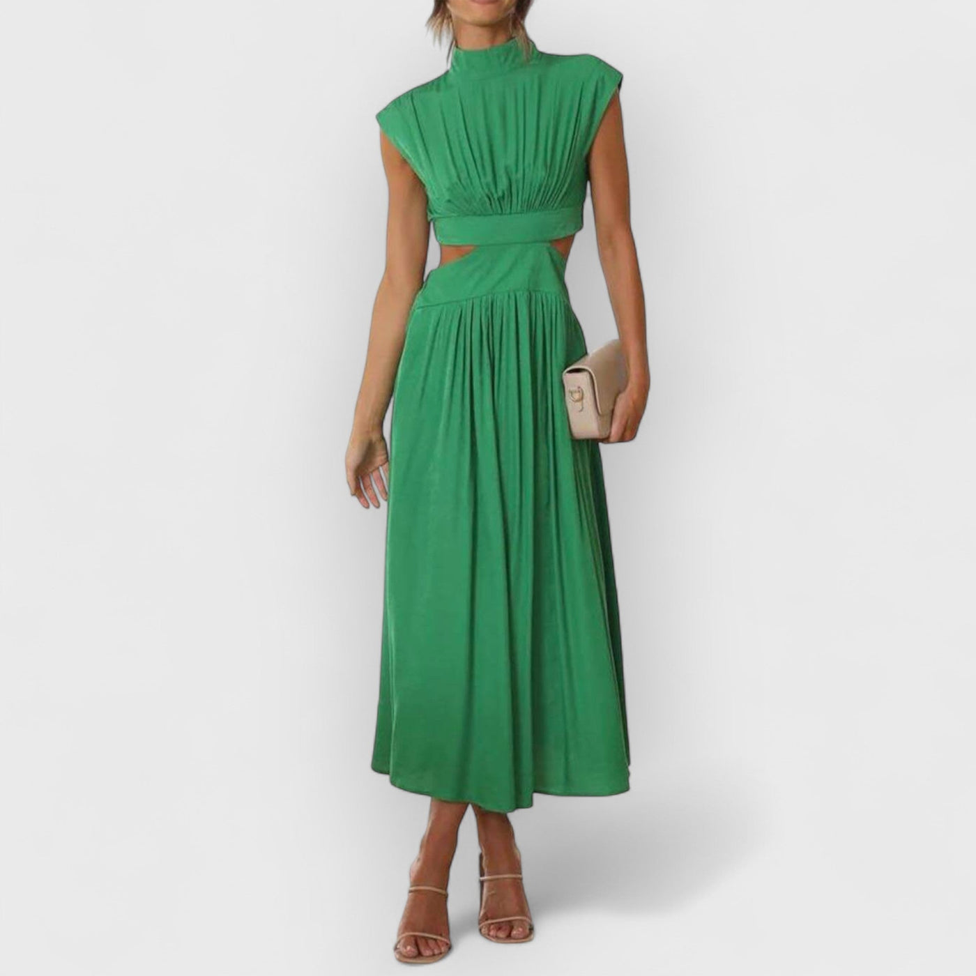 Cutout Waist Pocketed Vacation Midi Dress
