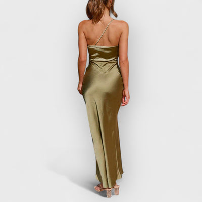 Spring/Summer One Shoulder Gown Waist Maxi Dresses