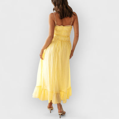 Elegant Off-Shoulder Strap Patchwork Dress