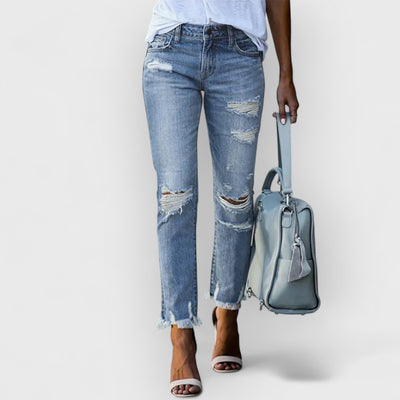 Slim Fit Ripped Cropped Jeans