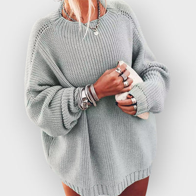 Oversized Knit Batwing Sweater & Ruffled Mini Skirt Set