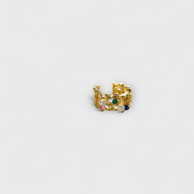 18k Gold Plated Precious Gems Ring Gold