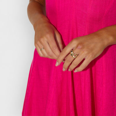 18k Gold Plated Precious Gems Ring Gold