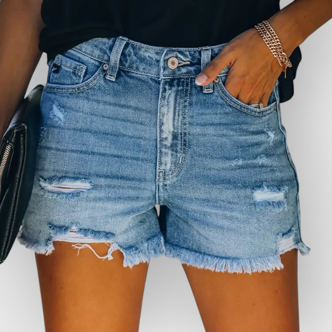 Stylish Ripped Denim Shorts
