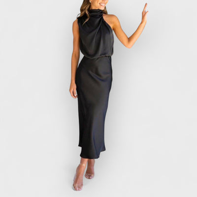Unique Bridesmaid Sleeveless High Neck Maxi Dresses