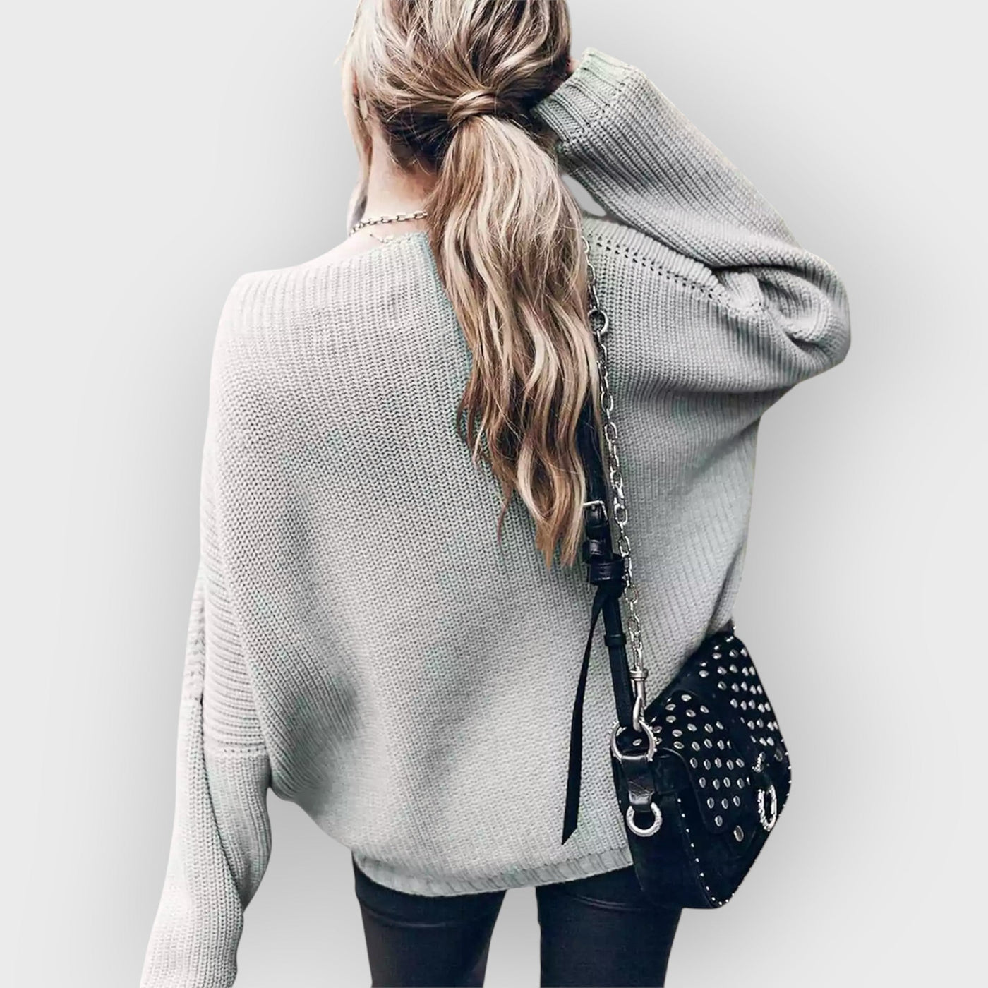 Oversized Knit Batwing Sweater & Ruffled Mini Skirt Set
