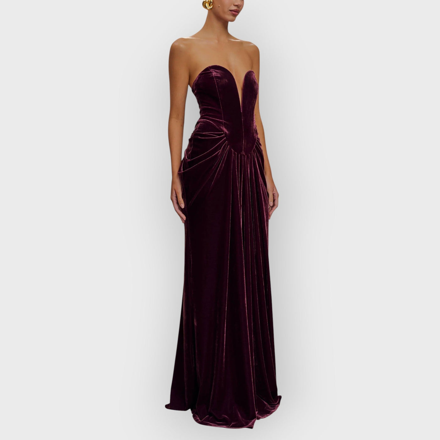 Strapless Velvet Maxi Dress - Plum