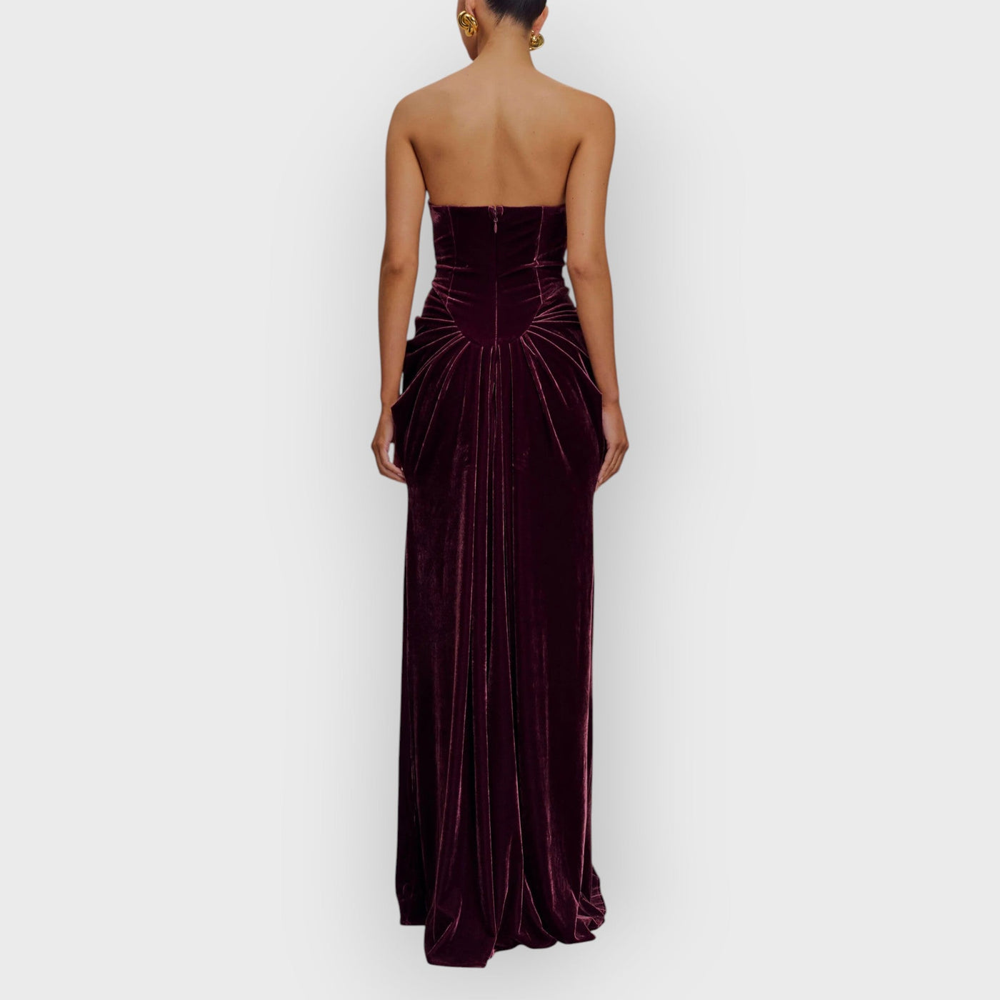 Strapless Velvet Maxi Dress - Plum