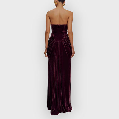 Strapless Velvet Maxi Dress - Plum