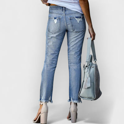 Slim Fit Ripped Cropped Jeans