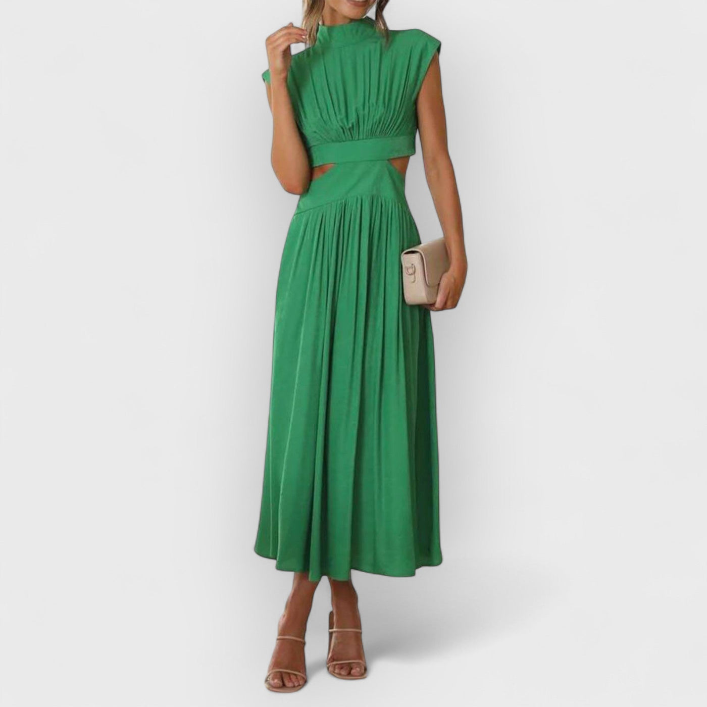 Cutout Waist Pocketed Vacation Midi Dress