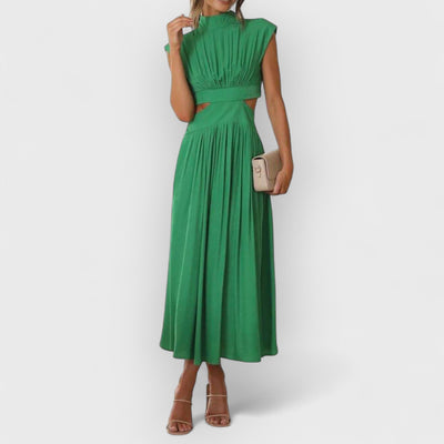 Cutout Waist Pocketed Vacation Midi Dress