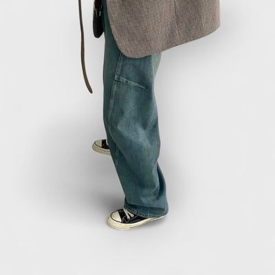 Trendy Loose Arc-Cut Denim Pants