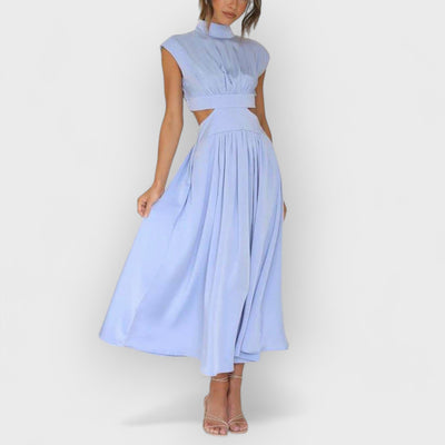 Cutout Waist Pocketed Vacation Midi Dress