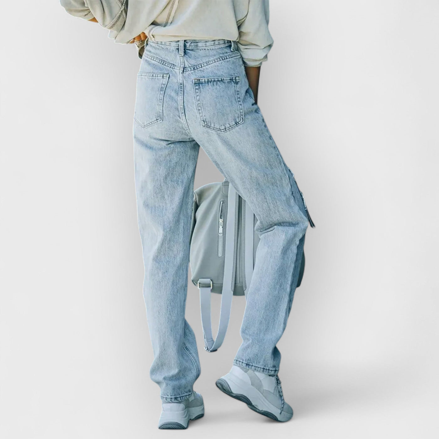 Trendy Asymmetric Distressed Denim Jeans