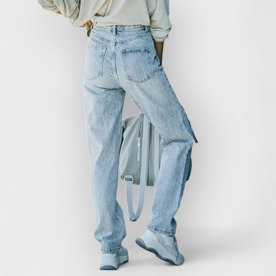 Trendy Asymmetric Distressed Denim Jeans