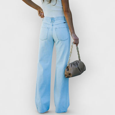 High-Waist Distressed Denim Pants