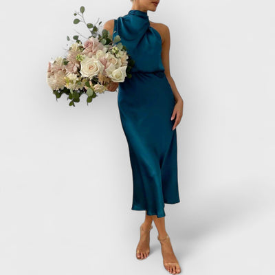 Unique Bridesmaid Sleeveless High Neck Maxi Dresses