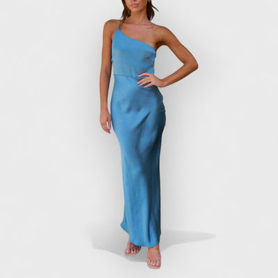 Spring/Summer One Shoulder Gown Waist Maxi Dresses