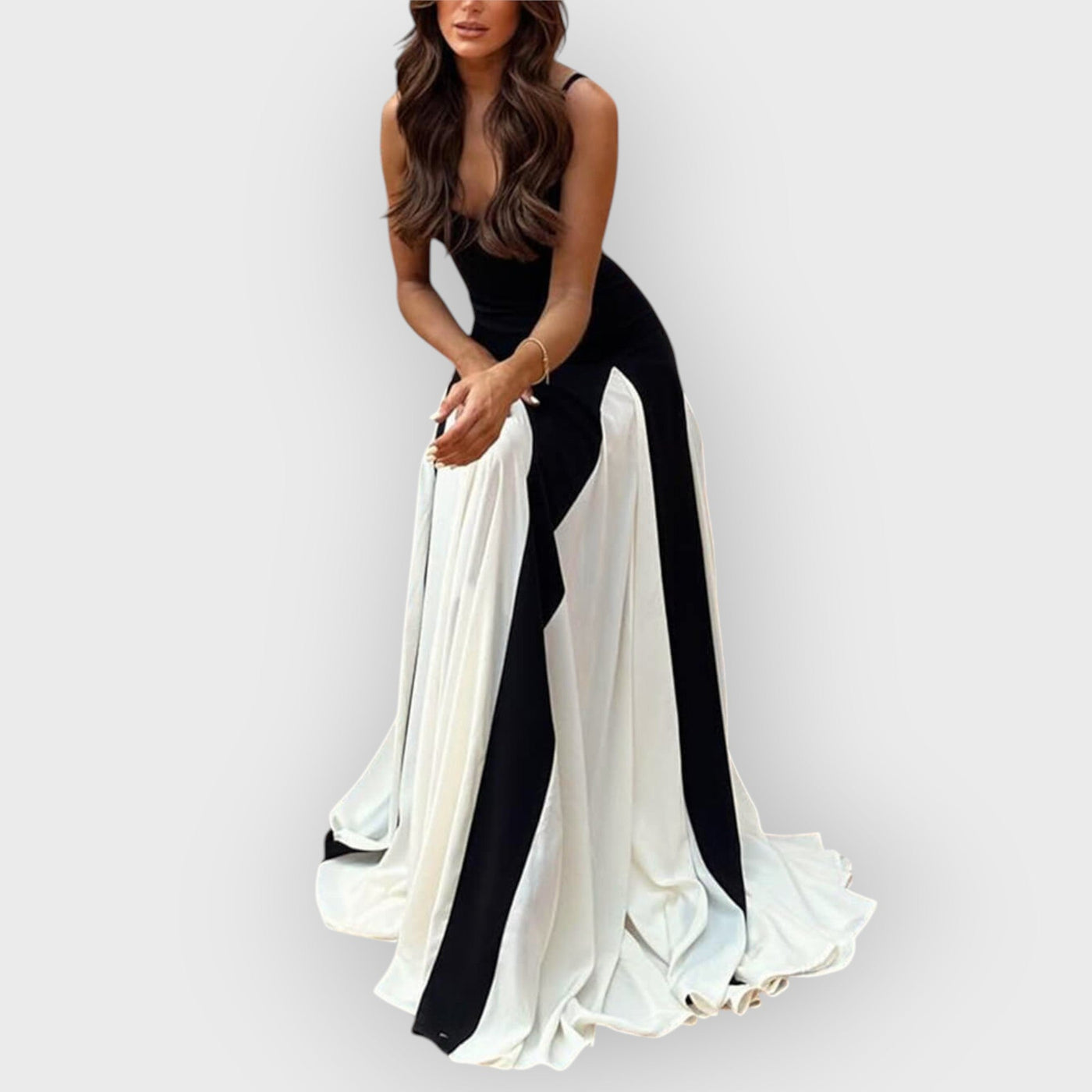 Elegance Panelled Tulle A-line Slip Maxi Dress