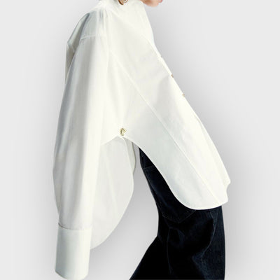 Statement Button Tuxedo Shirt & Fringed Trim Pants