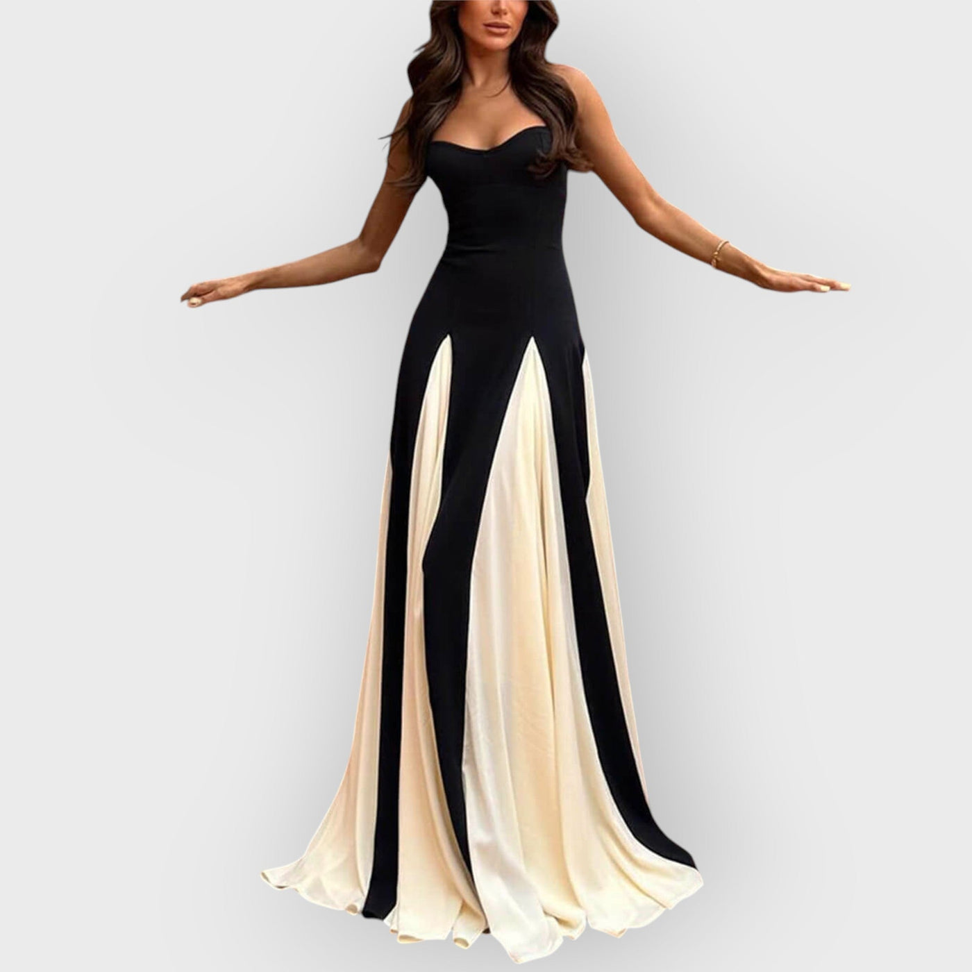 Elegance Panelled Tulle A-line Slip Maxi Dress