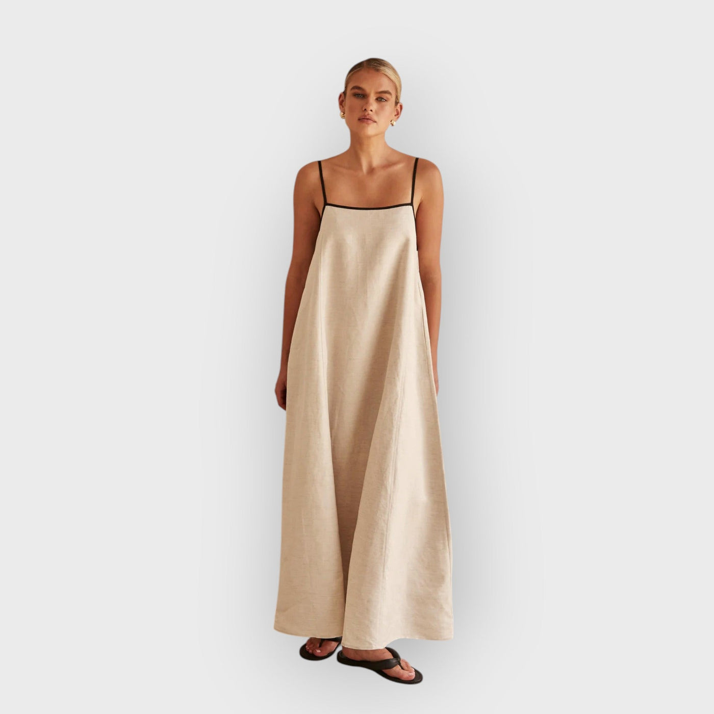 Contrast Linen Maxi Dress