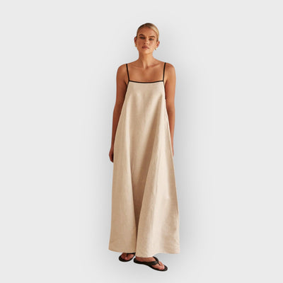 Contrast Linen Maxi Dress