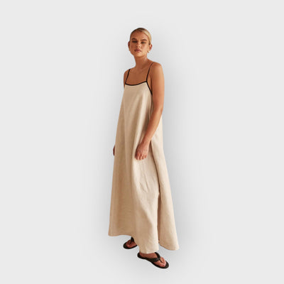 Contrast Linen Maxi Dress