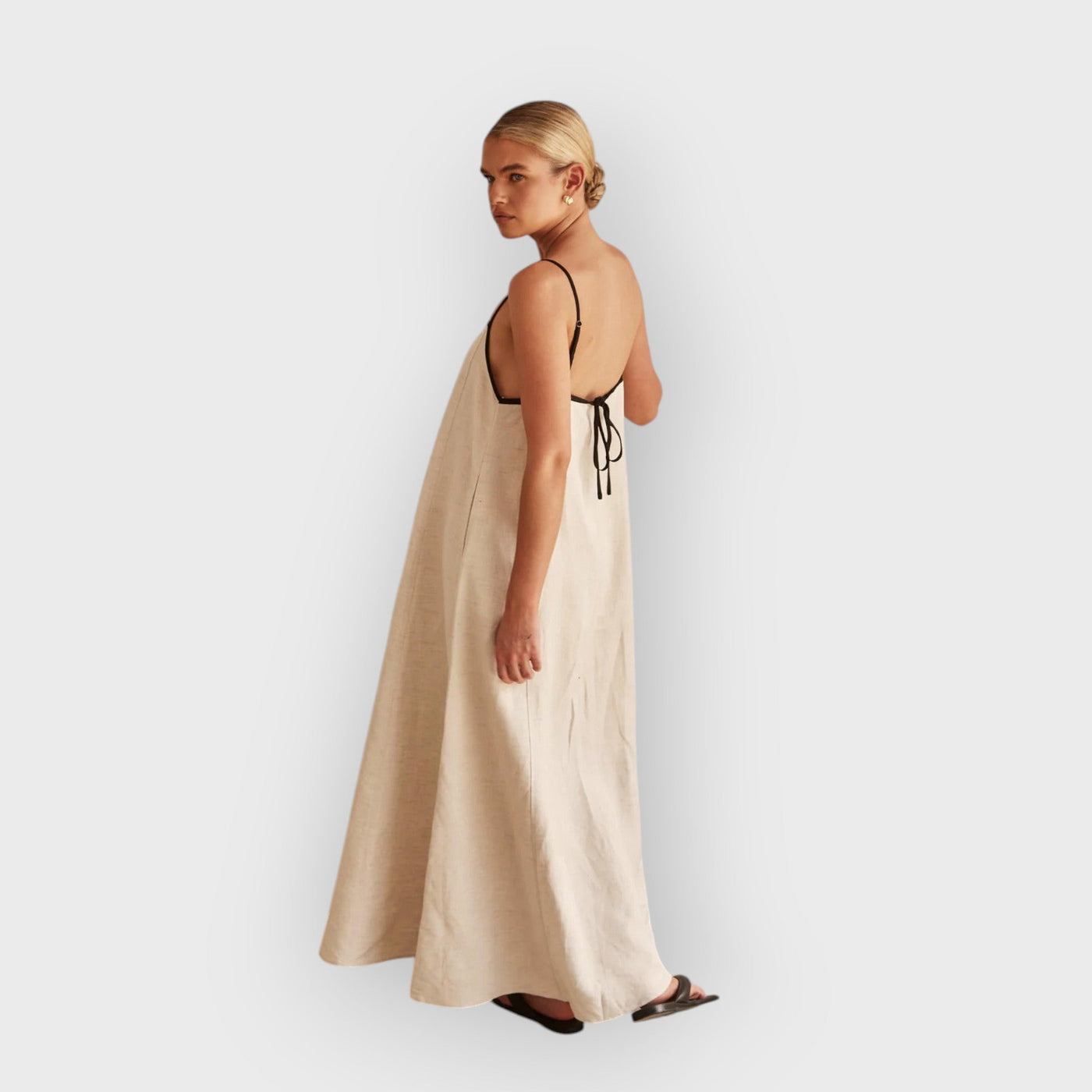 Contrast Linen Maxi Dress