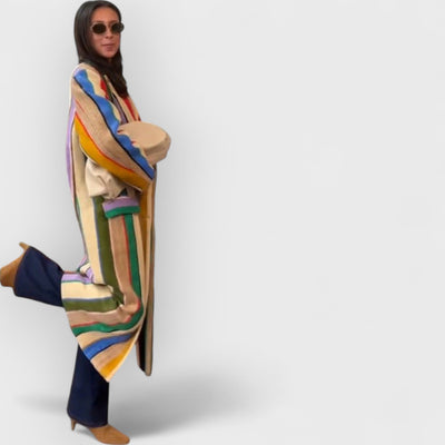 Colorful Striped Burlap Coat