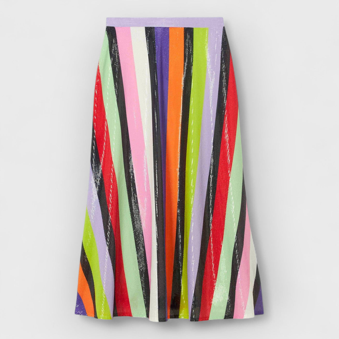 Rainbow Stripe Sequins Cardigan & Multi Sequin Stripe Skirt