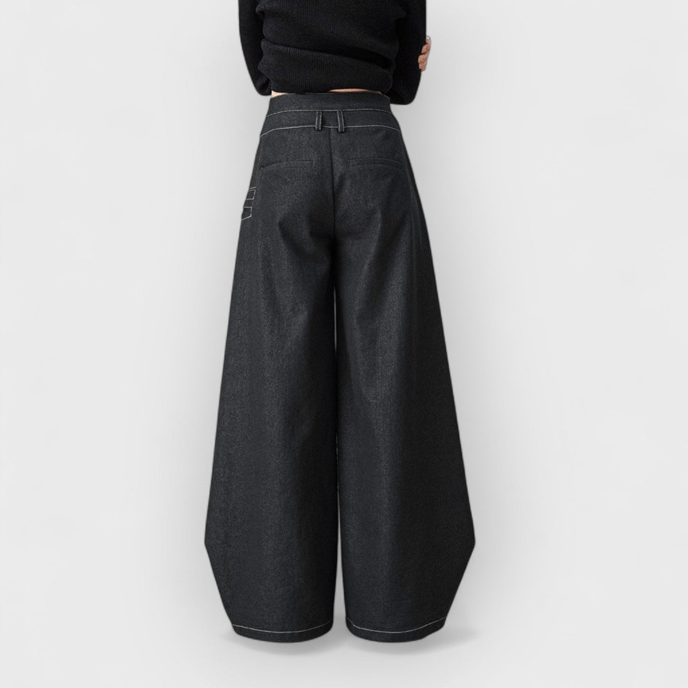 Swinging Symphony Fake Two-Piece Wide-Leg Jeans