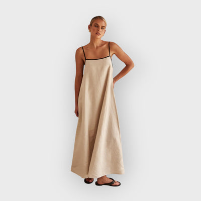 Contrast Linen Maxi Dress