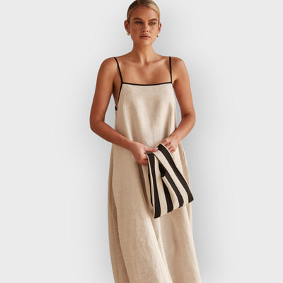 Contrast Linen Maxi Dress