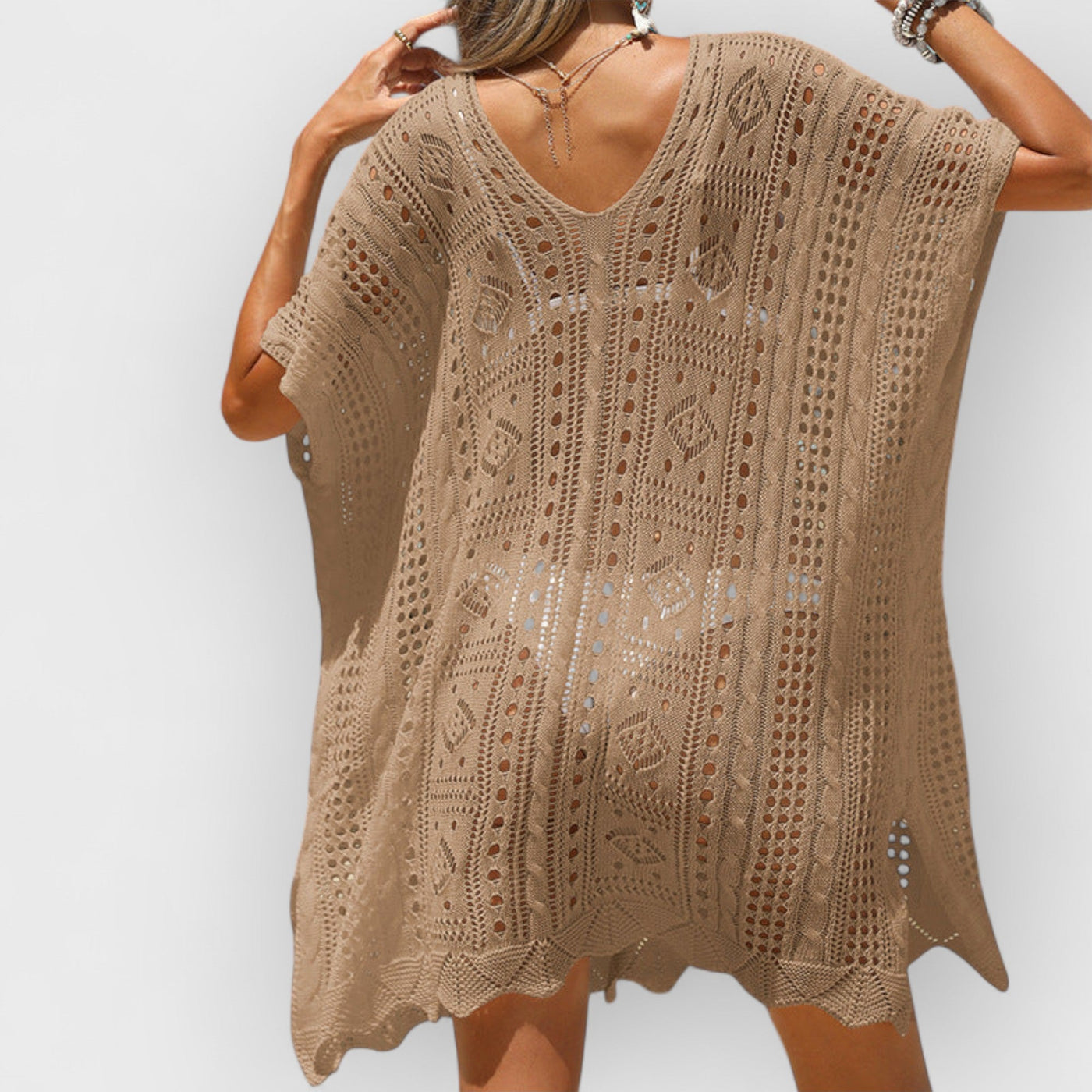 Sexy Cutout Texture Sun Protection Beach Cover-Up