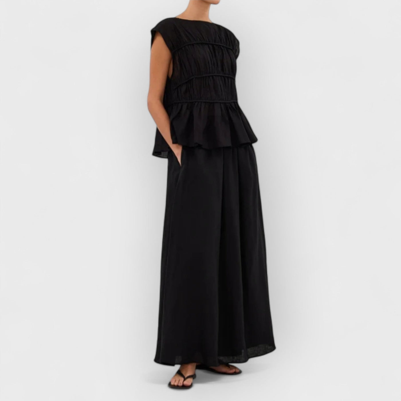 Edna Black Midi Skirt Set