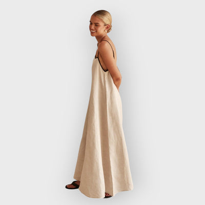 Contrast Linen Maxi Dress