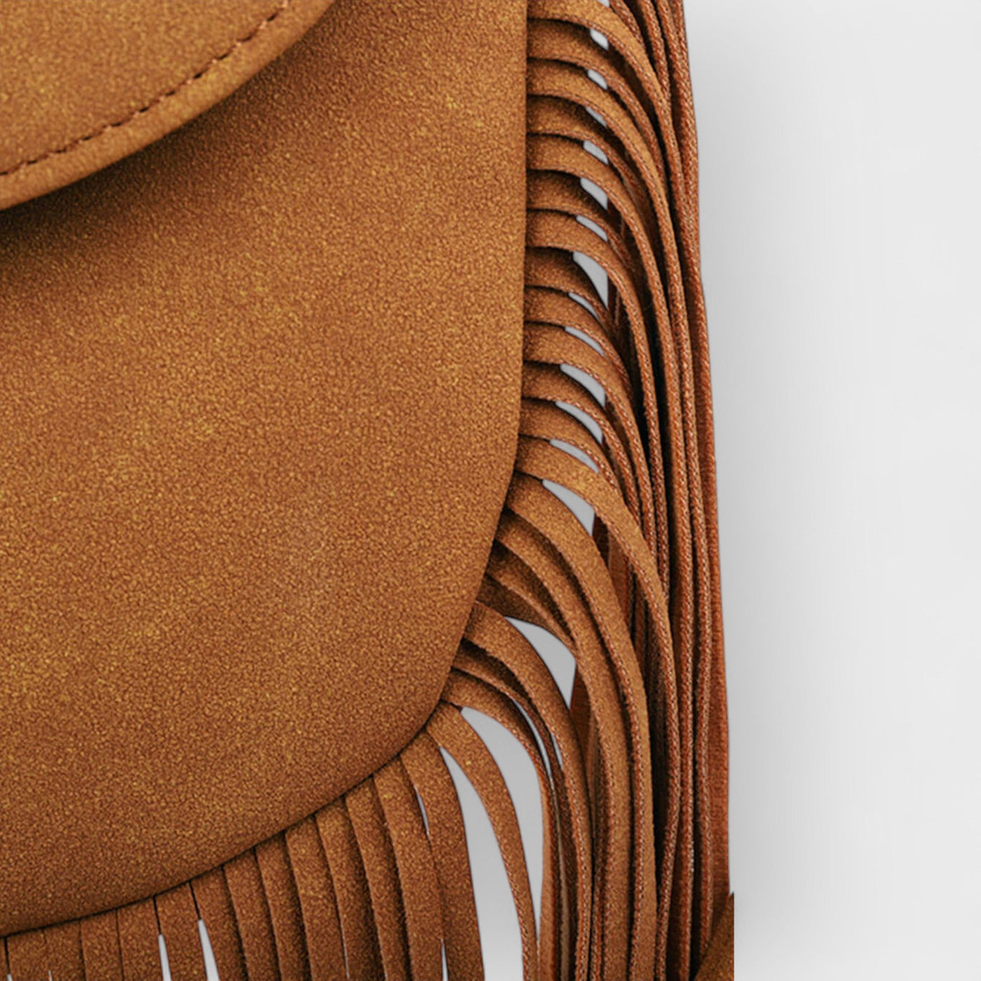 Woven Semi Circular Leather Tassel Crossbody Bag