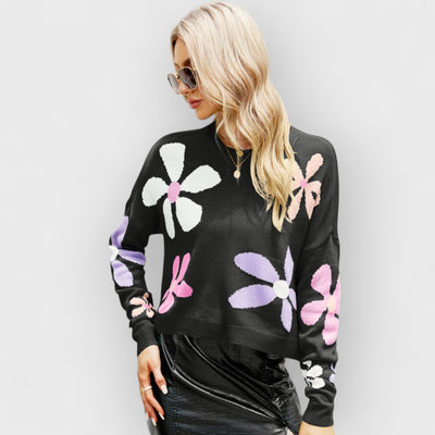 Sweet Floral Loose Crewneck Sweater