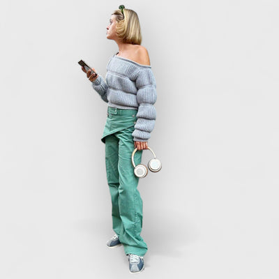 Street Style Lantern Sleeve Crop Sweater