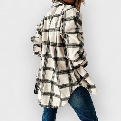 Plaid Casual Brushed Wool Cardigan Jacket